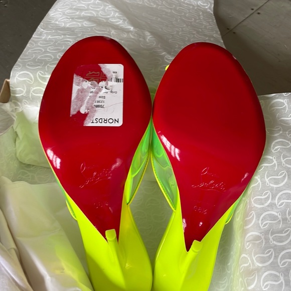Christian Louboutin just arch 100mm fluo yellow neon stiletto sandal sz 38.5 - Picture 10 of 13